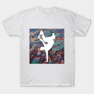 Break Dancer on Graffiti Background 3 T-Shirt